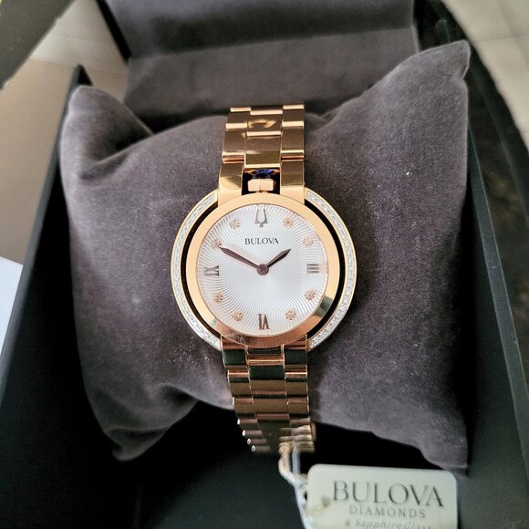 Bulova Women's 98R248 Diamond Rose Gold Watch - Picture 4 of 10